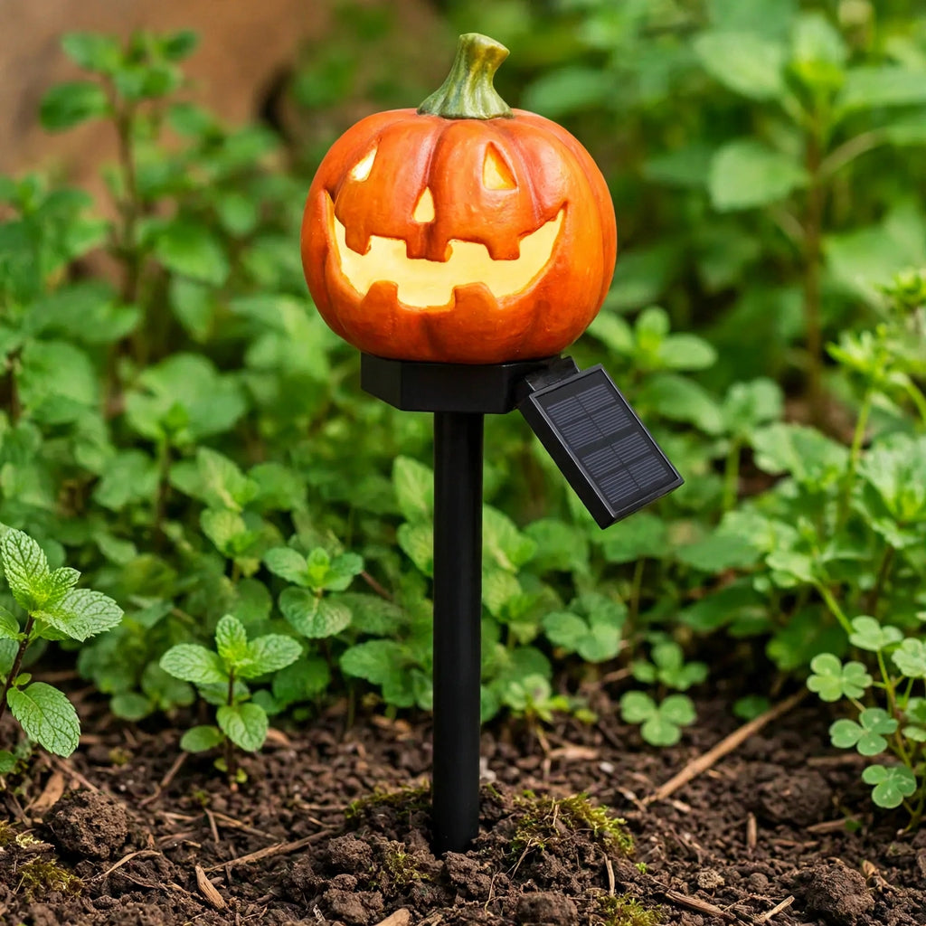 Solar Halloween Lights – Jack O' Lantern Pumpkin Stake Lights, Outdoor Halloween Decorations for Yard & Pathway