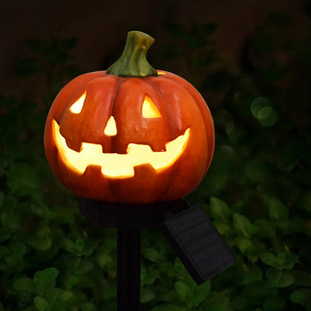 Solar Halloween Lights – Jack O' Lantern Pumpkin Stake Lights, Outdoor Halloween Decorations for Yard & Pathway